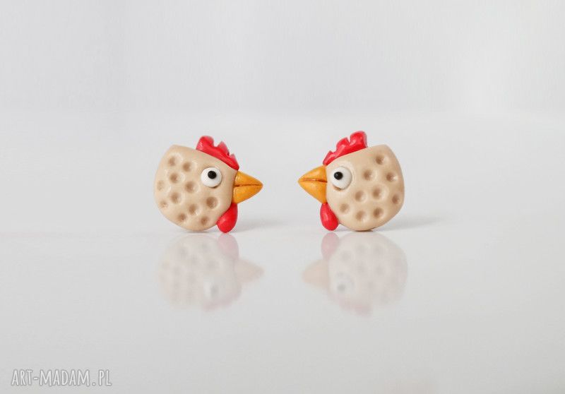 Kurki - lekkie kolczyki wkręty z modeliny Fimo w stylu folk
