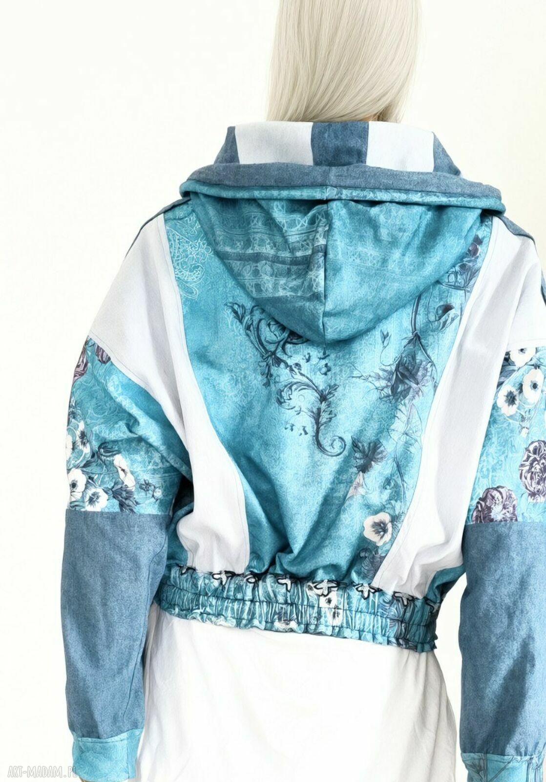Unikatowa bluza-kurtka letnia oversize boho - ręcznie szyta z upcyklingu