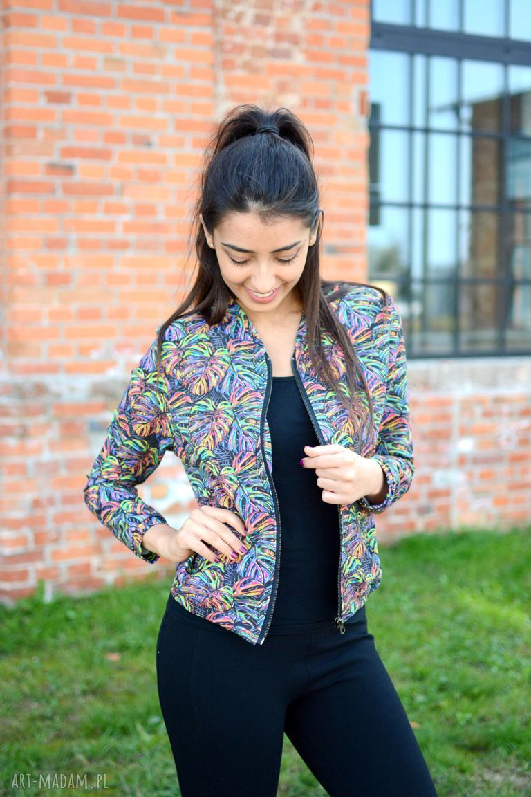 Kurtka bomberka tęczowe liście kurtkabomberka dresowa kolorowa