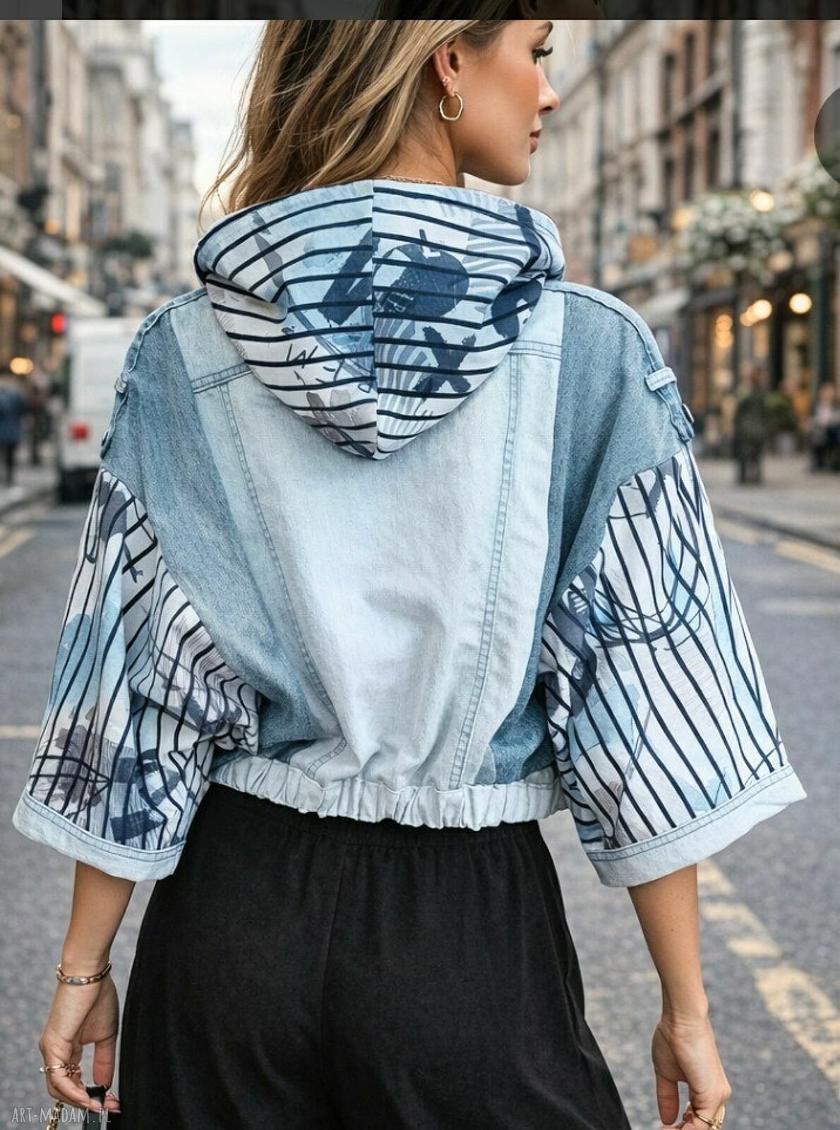 Kurtka oversize custom z jeansu i bawełny - ręcznie robiona