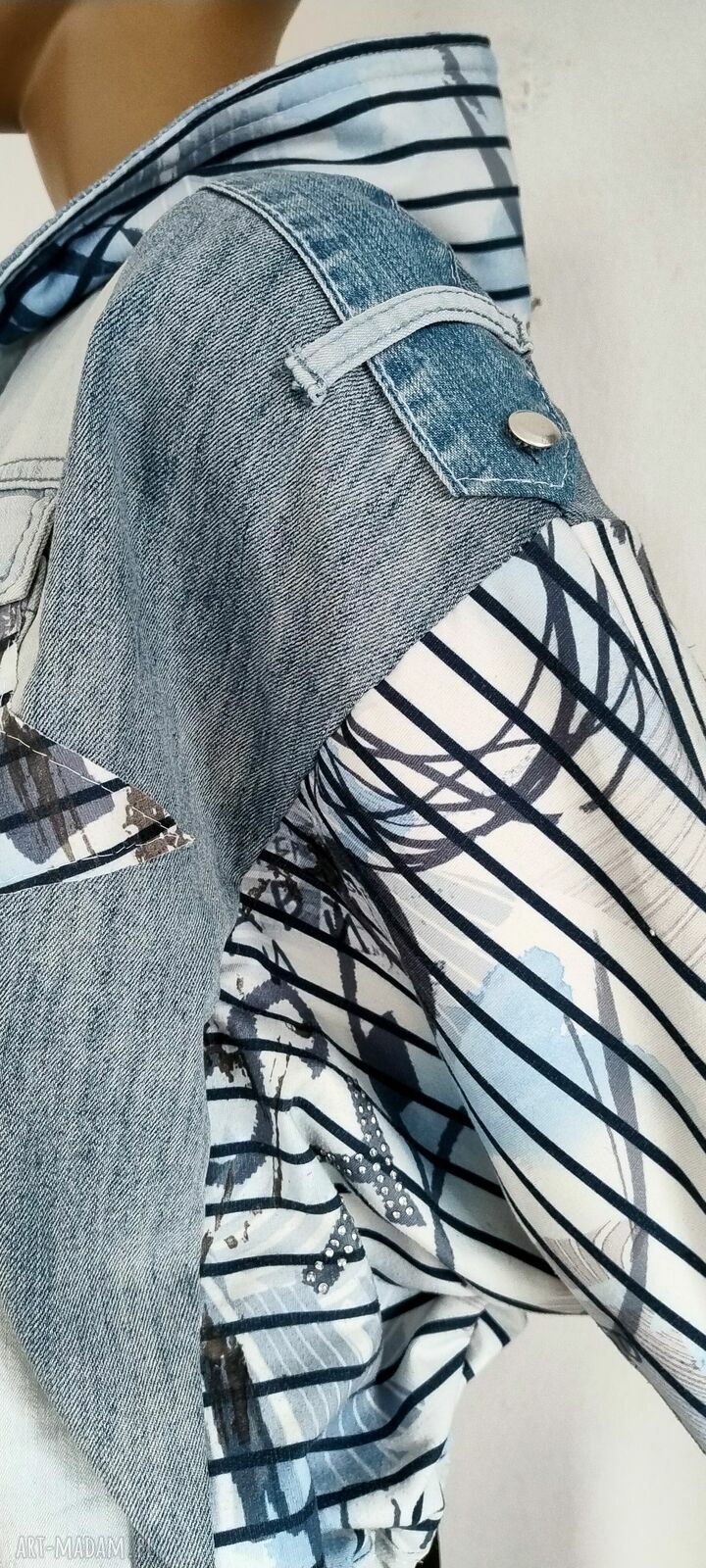 Kurtka oversize custom z jeansu i bawełny - ręcznie robiona