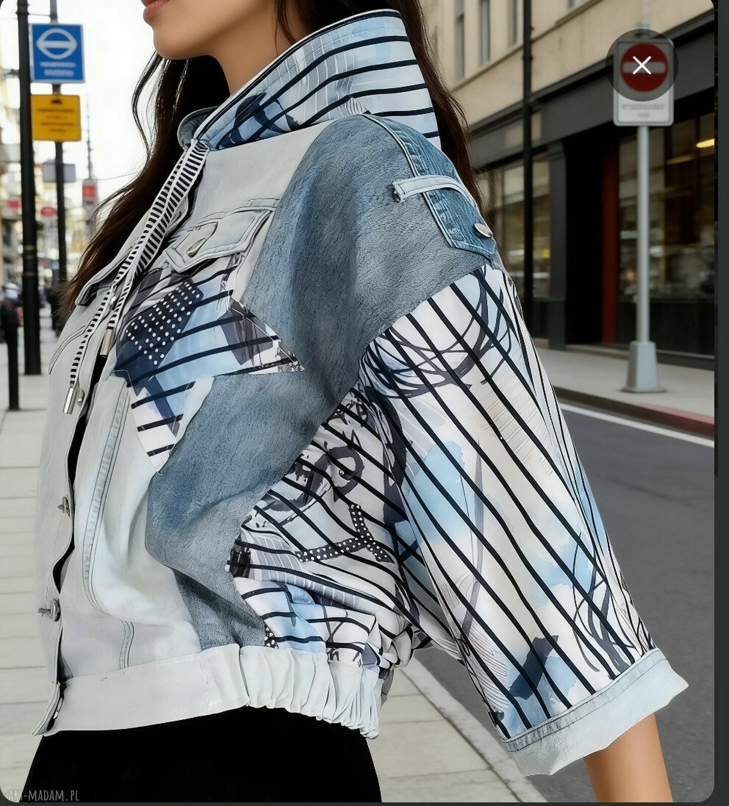 Kurtka oversize custom z jeansu i bawełny - ręcznie robiona