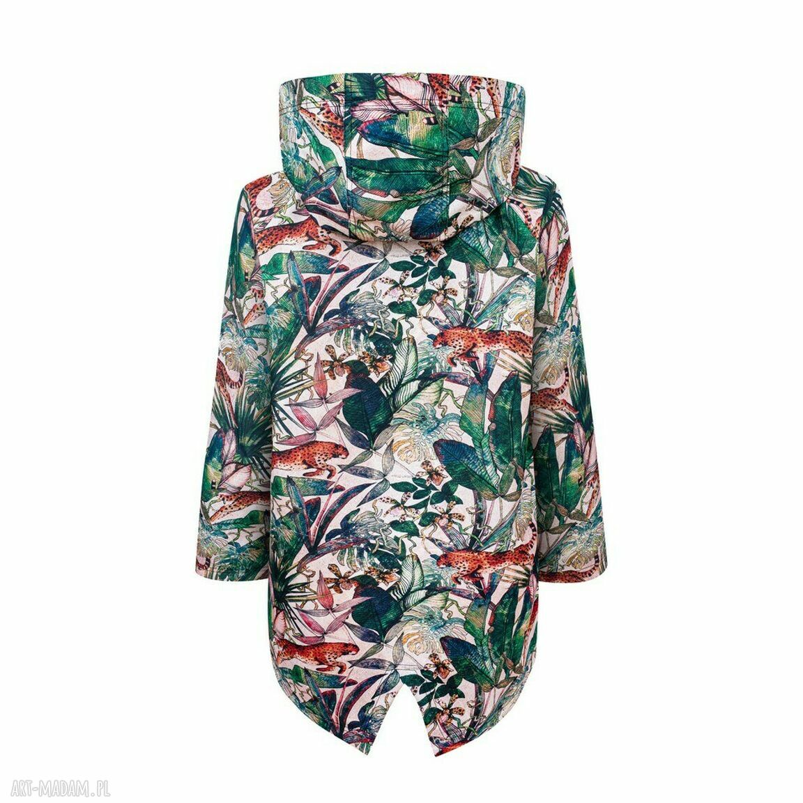 Kolorowa kurtka przejściowa lekka parka damska z kapturem handmade