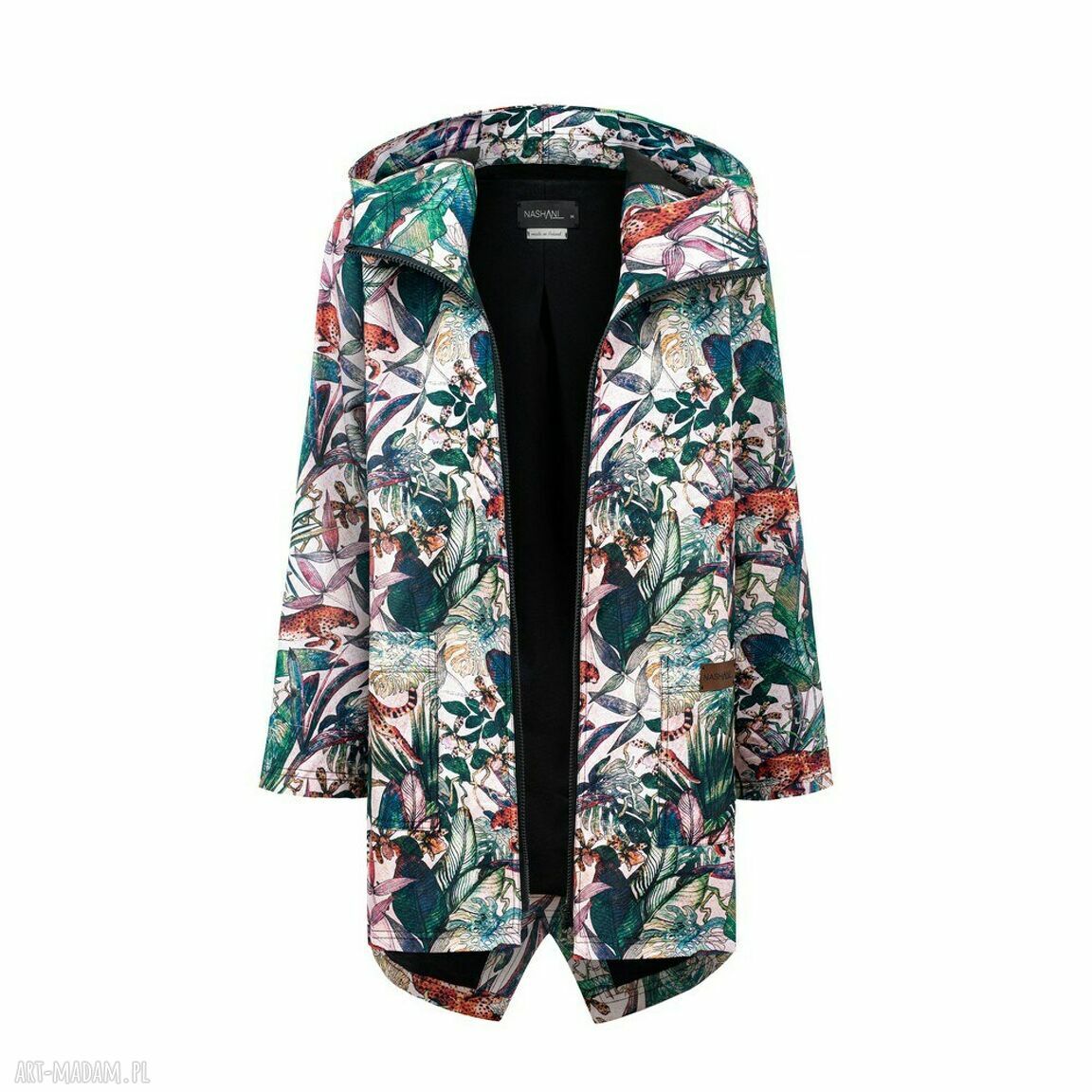 Kolorowa kurtka przejściowa - lekka parka damska z kapturem handmade