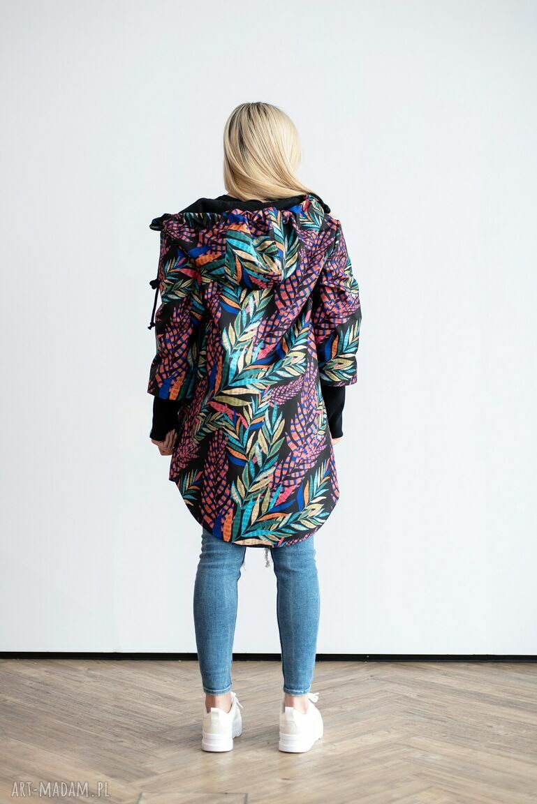 kurtki: Kurtka spring liście pióra handmade