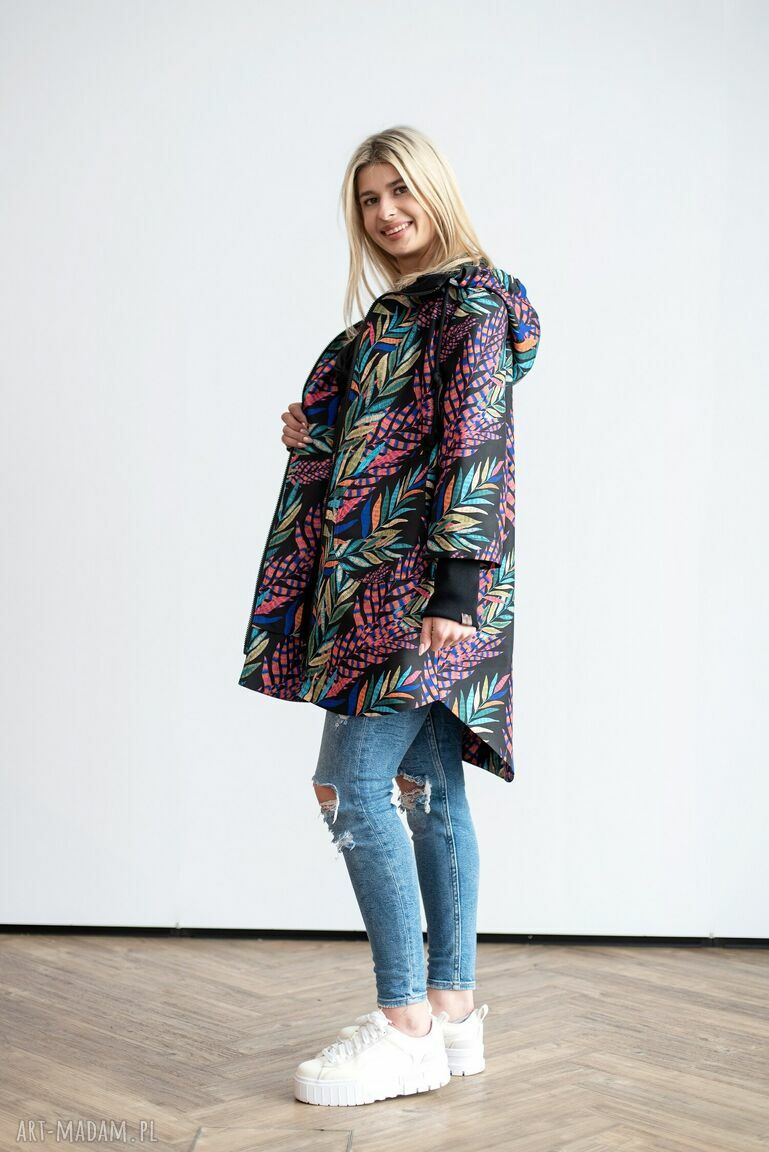 kurtki: Kurtka spring liście pióra handmade