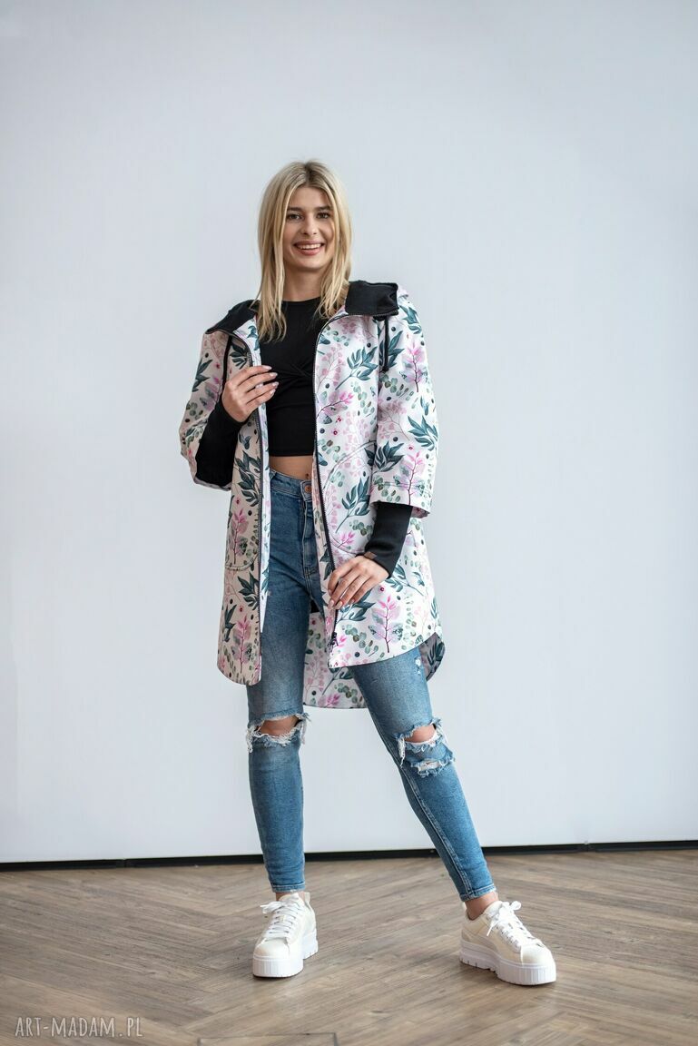 Kurtka spring jasny herbal kwiaty nowy model kurtki uszyty