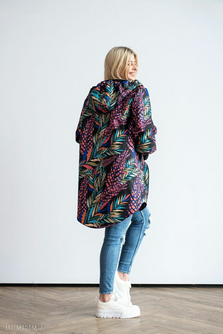 kurtki: Kurtka spring liście pióra handmade