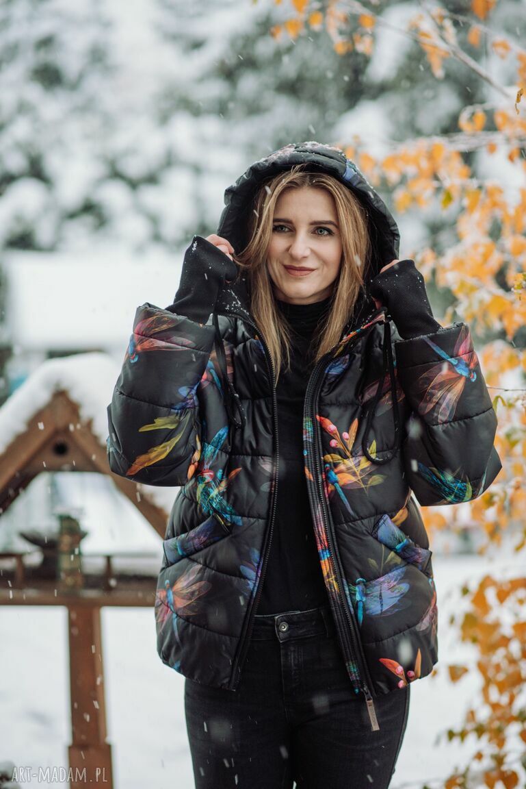 kurtki: kurtka zimowa krótka ważki Autorskie