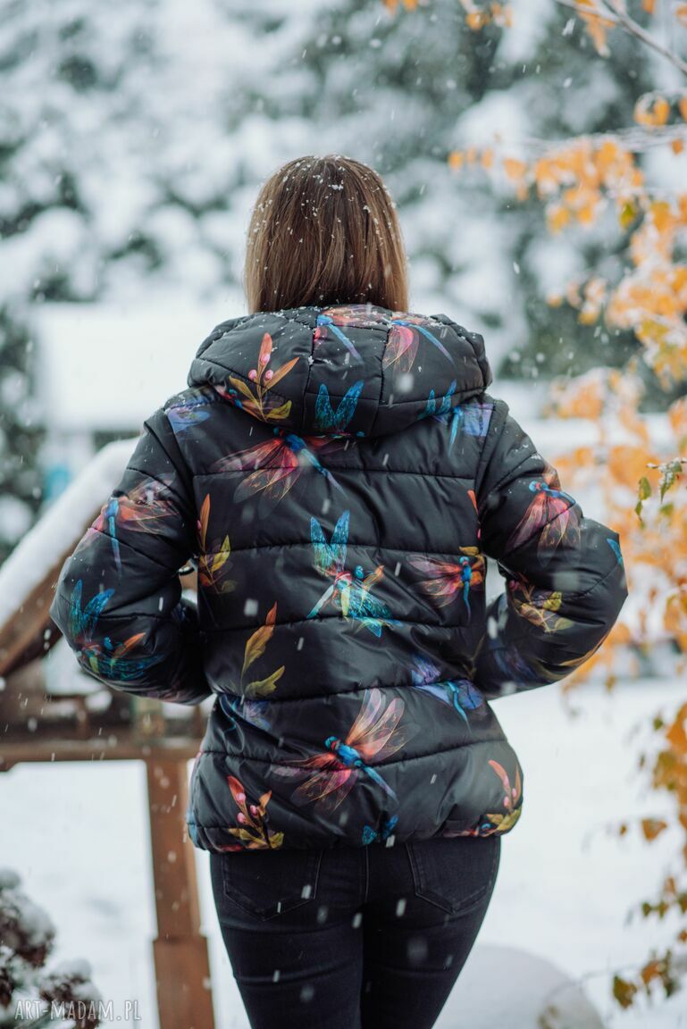kurtki: kurtka zimowa krótka ważki Autorskie