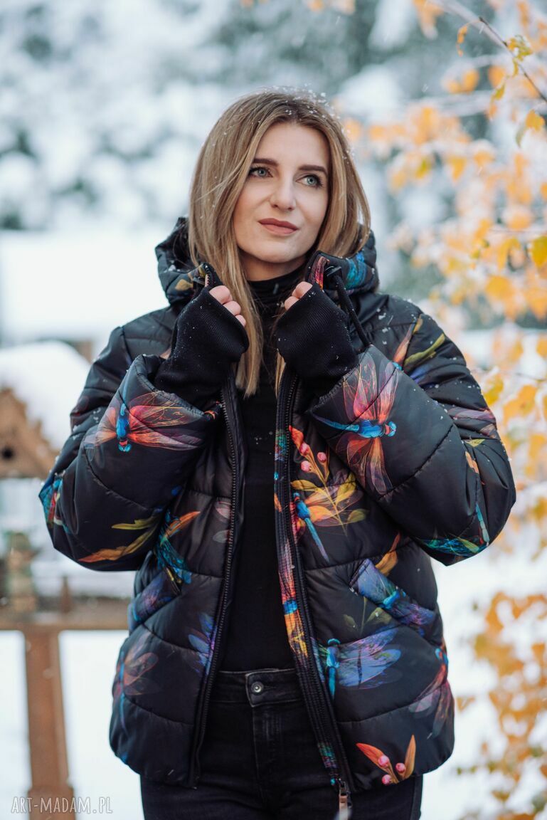 kurtki: kurtka zimowa krótka ważki Autorskie