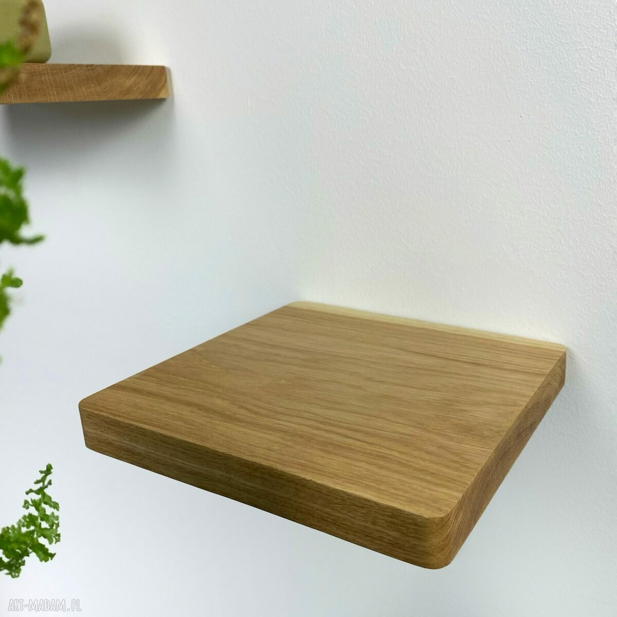 Kwadratowa dębowa półka wisząca 17x17 cm - stylowa półeczka na ścianę
