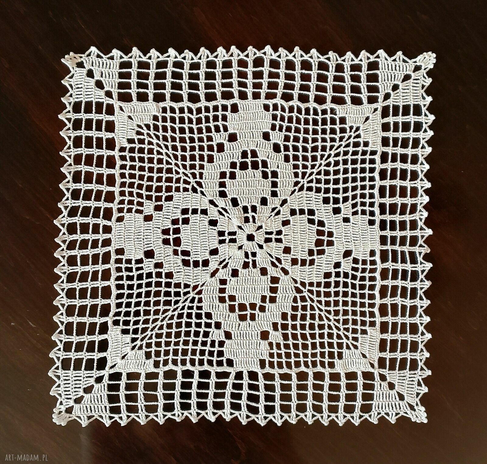 Serwetka kwadratowa vintage - biała podkładka na stół 31x31 cm