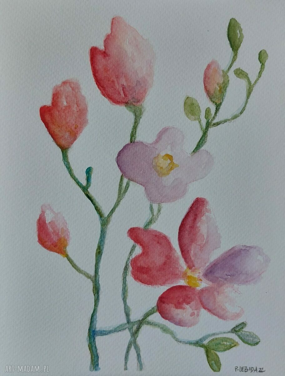 Dwie oryginalne akwarele 18x24 cm - komplet bez oprawy