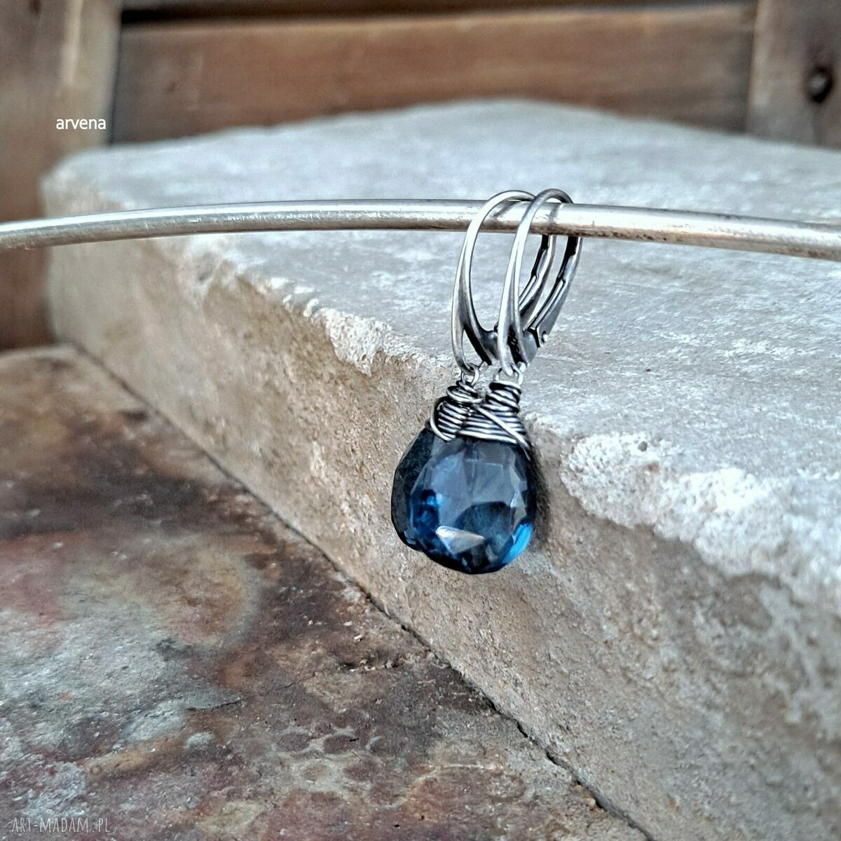 Kolczyki z kwarcem 'London blue' - model 07