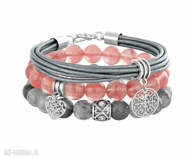 Steel watermelon rzemień kwarc zestaw trzech bransoletek gumce