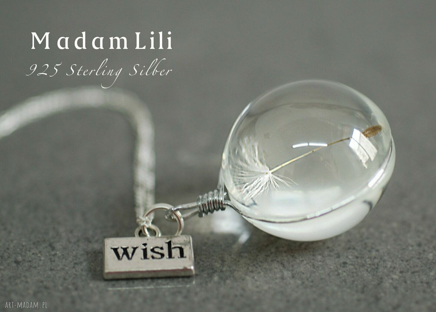 naszyjniki: 925 srebrny naszyjnik Dmuchawiec Życzenie ręcznie zrobione