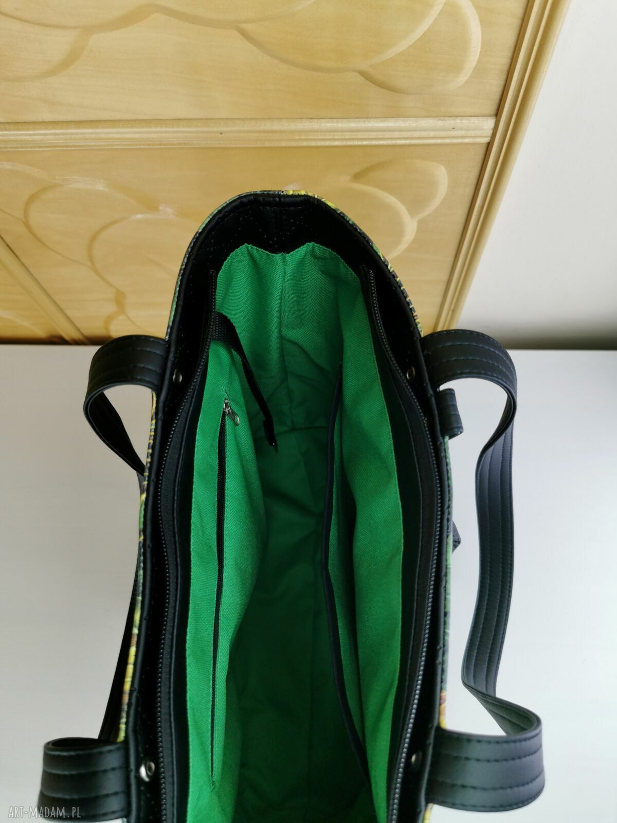 Torebka shopper na ramię w kwiaty z kosmetyczką i portfelikiem
