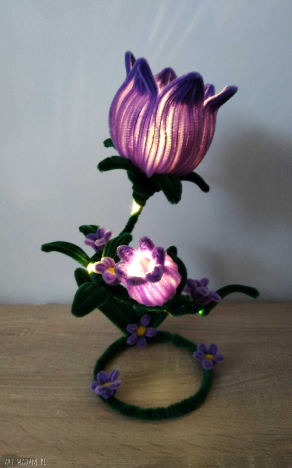 Kwiat LED z drucików kreatywnych - handmade dekoracja z blaskiem