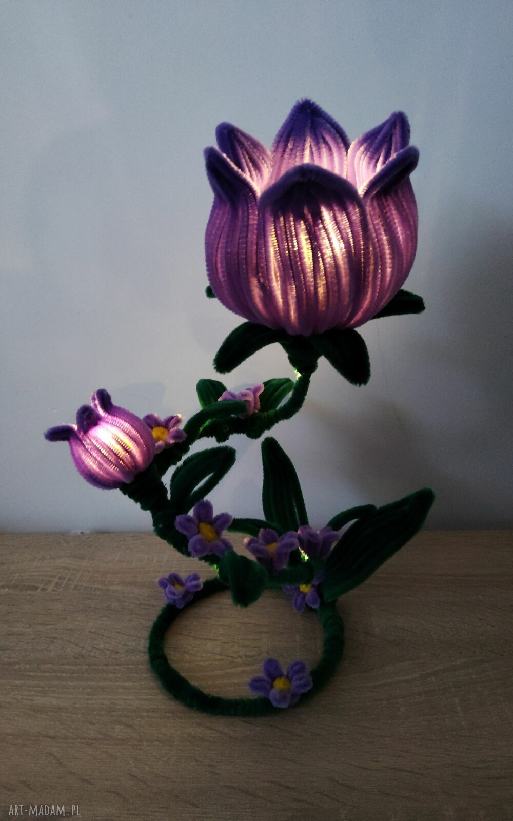 Kwiat LED z drucików kreatywnych - handmade dekoracja z blaskiem