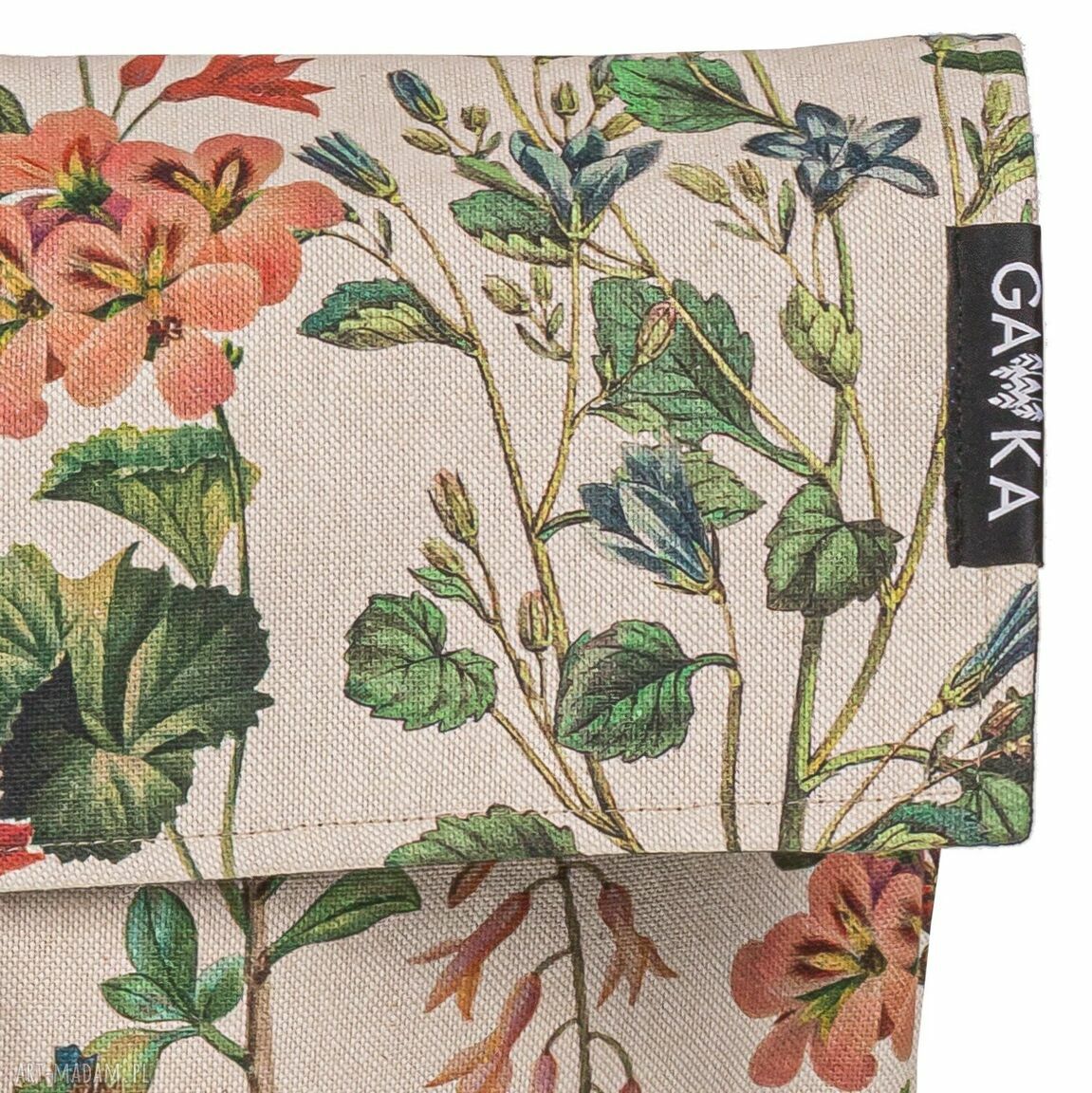 Wodoodporny plecak FLOWERS kwiatowy, ręcznie szyty, na laptop