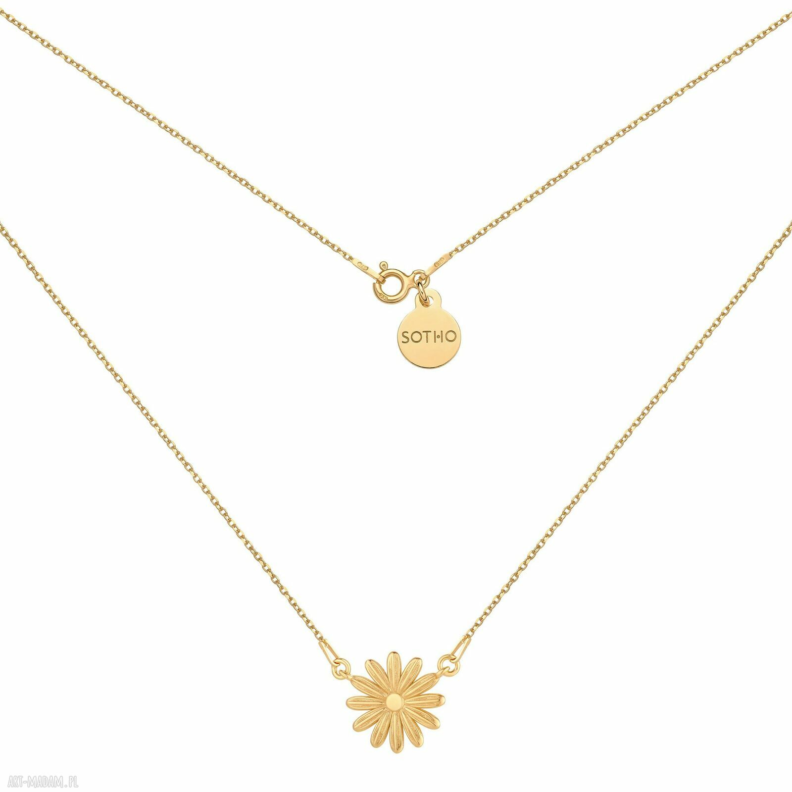 Złoty naszyjnik pozłacane kwiat stokrotka delikatny