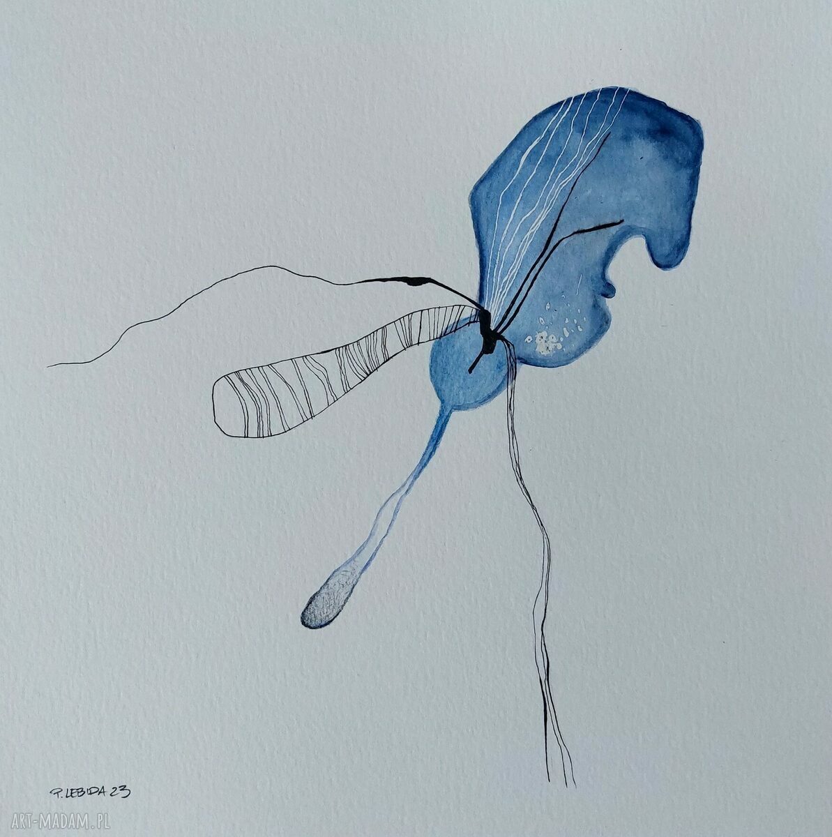 KWIATEK - oryginalna akwarela 25x25 cm Paulina Lebida