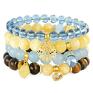 handmade bransoletki light blue, honey & black set with pendants