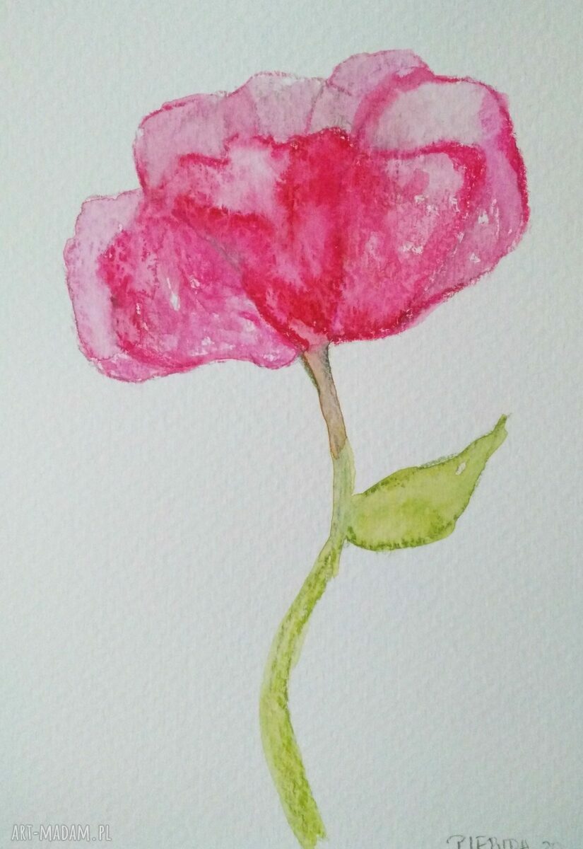 KWIATEK - ręcznie malowana akwarela 12,5 x 18 cm