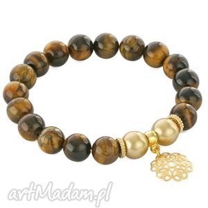 tiger eye & golden pearl with flower