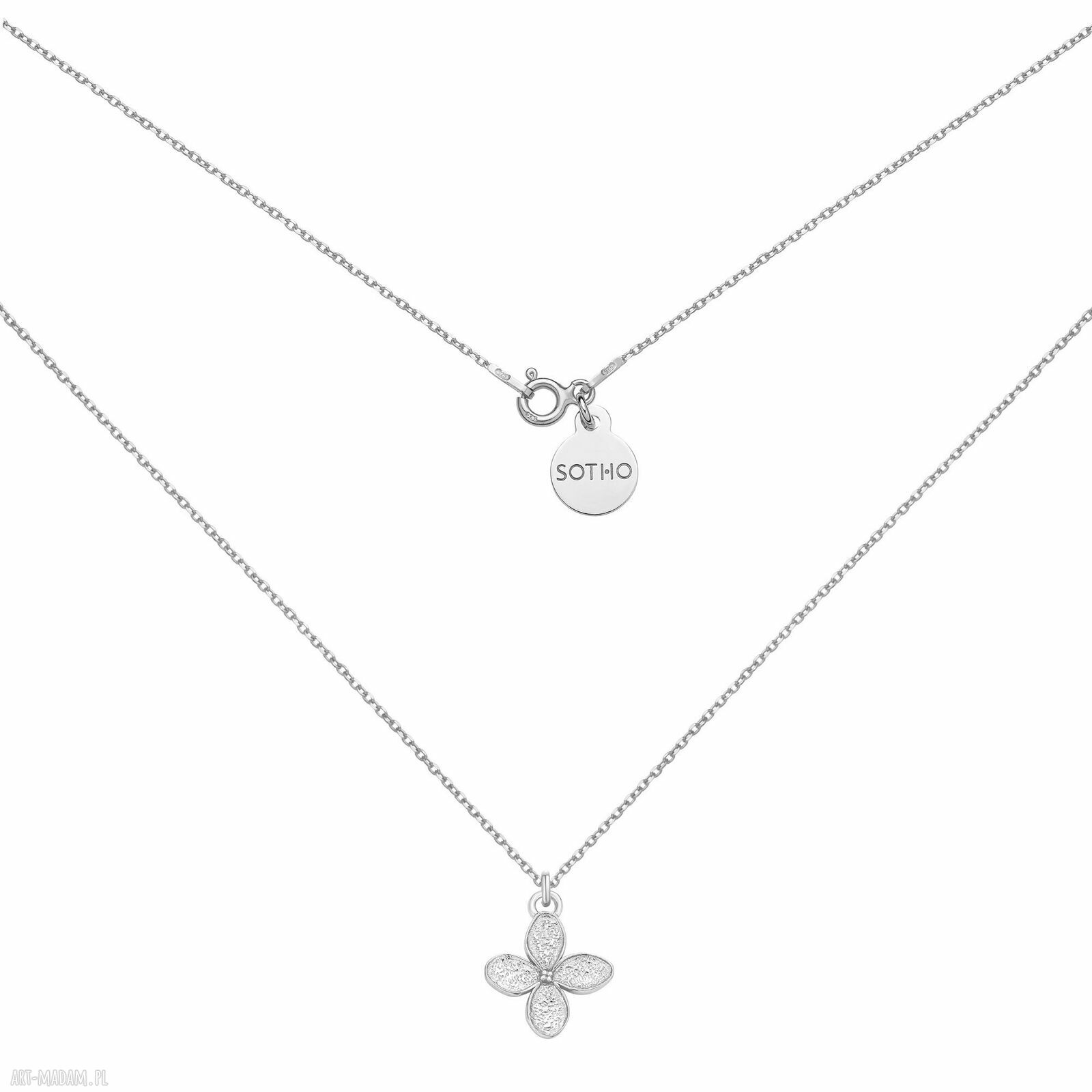 Srebrny naszyjnik kwiatkiem kwiat kwietuszek kwiatem pozłacany