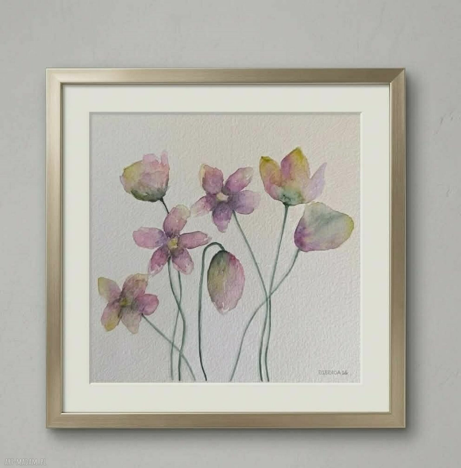 Kwiatki - akwarela 20x20 cm oryginalny obraz