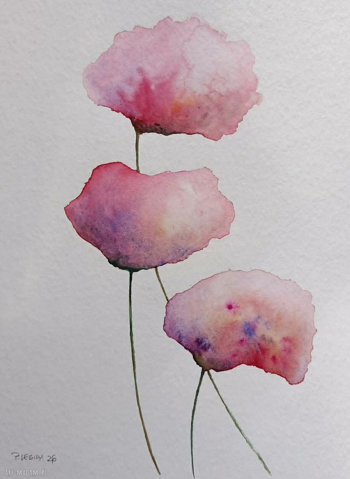 Kwiatki - oryginalna akwarela 32x24 cm od Pauliny Lebidy (bez oprawy)