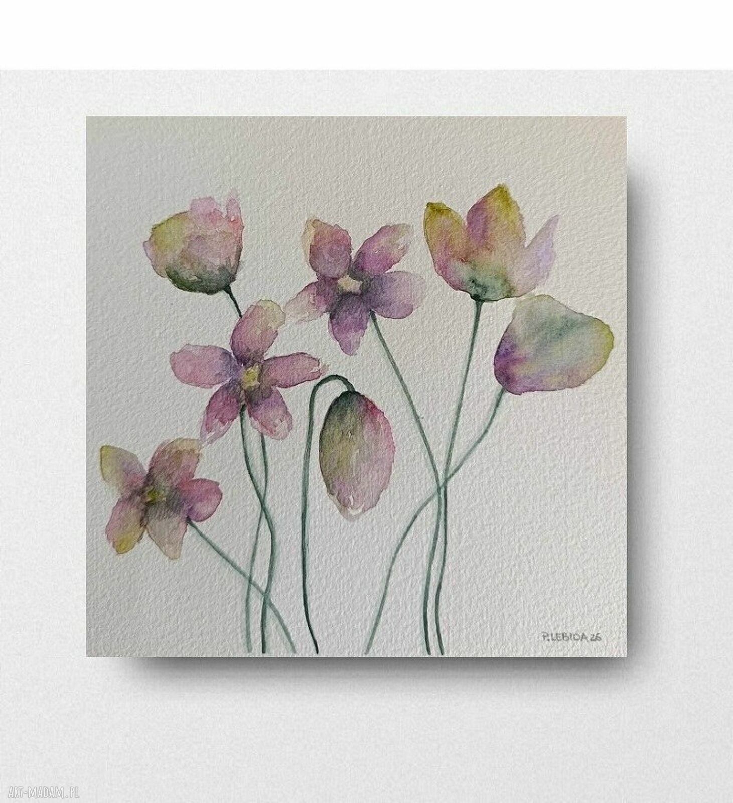 Kwiatki - akwarela 20x20 cm (oryginalny obraz)