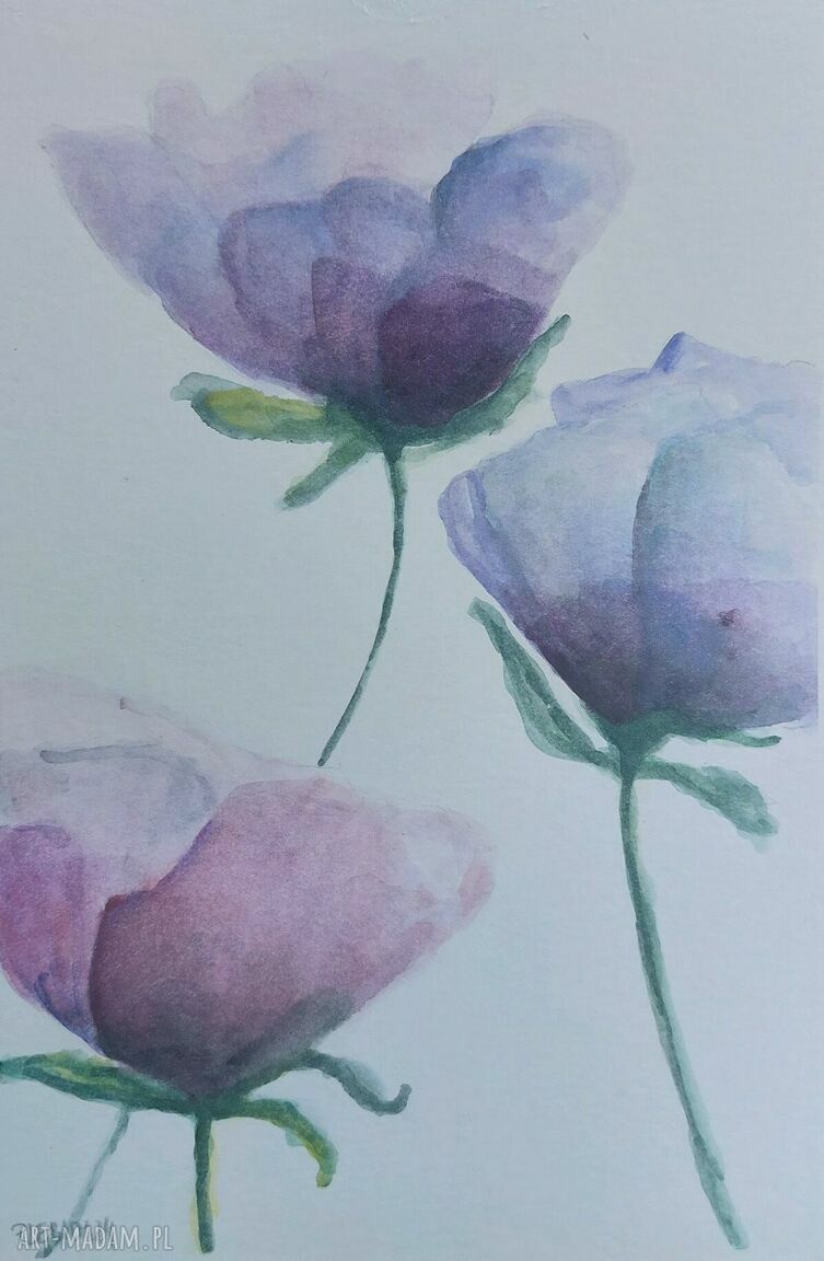 Kwiatki - dwie akwarele Paulina Lebida, format A5 x2