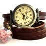 handmade zegarki subtelny róż zegarek/bransoletka na skórzanym pasku