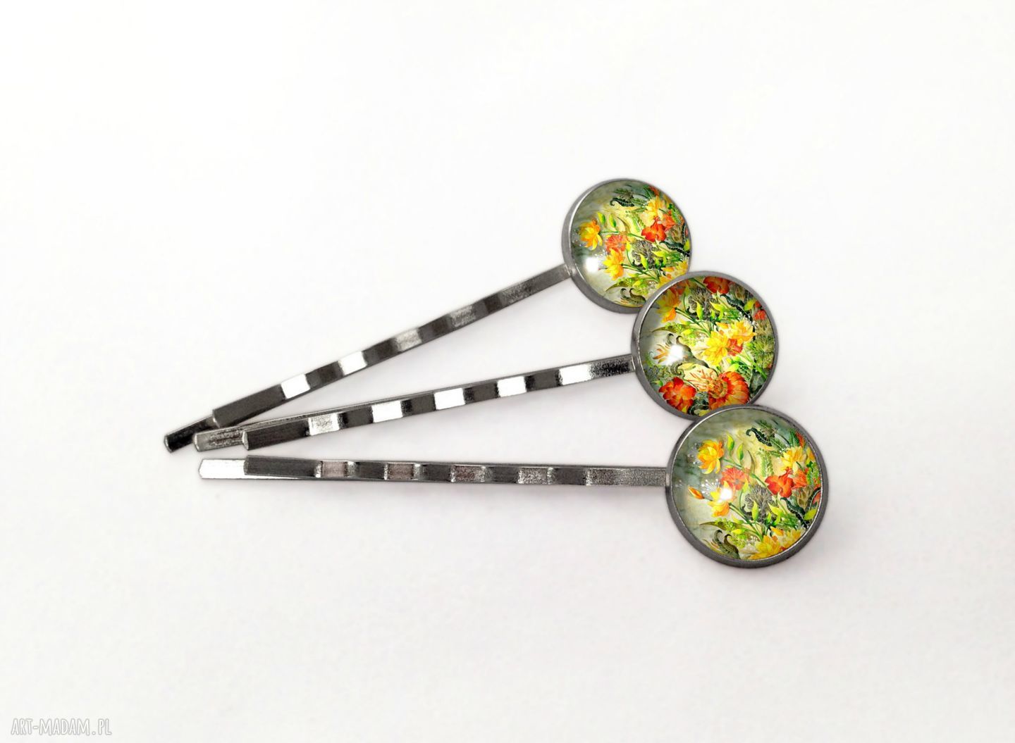 Kwiatowa fantazja wsuwki włosów ślubne spinki komplet trzech