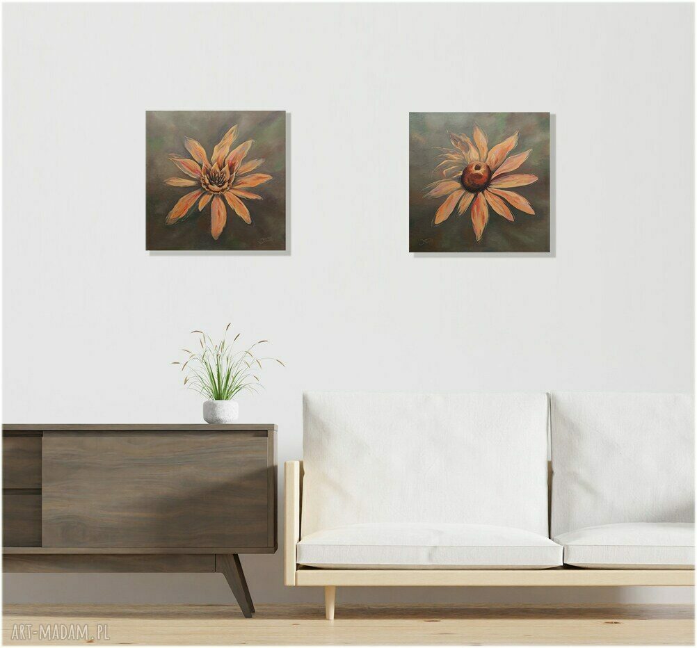 Kwiatowa forma: zestaw 2 obrazów 40x40 cm