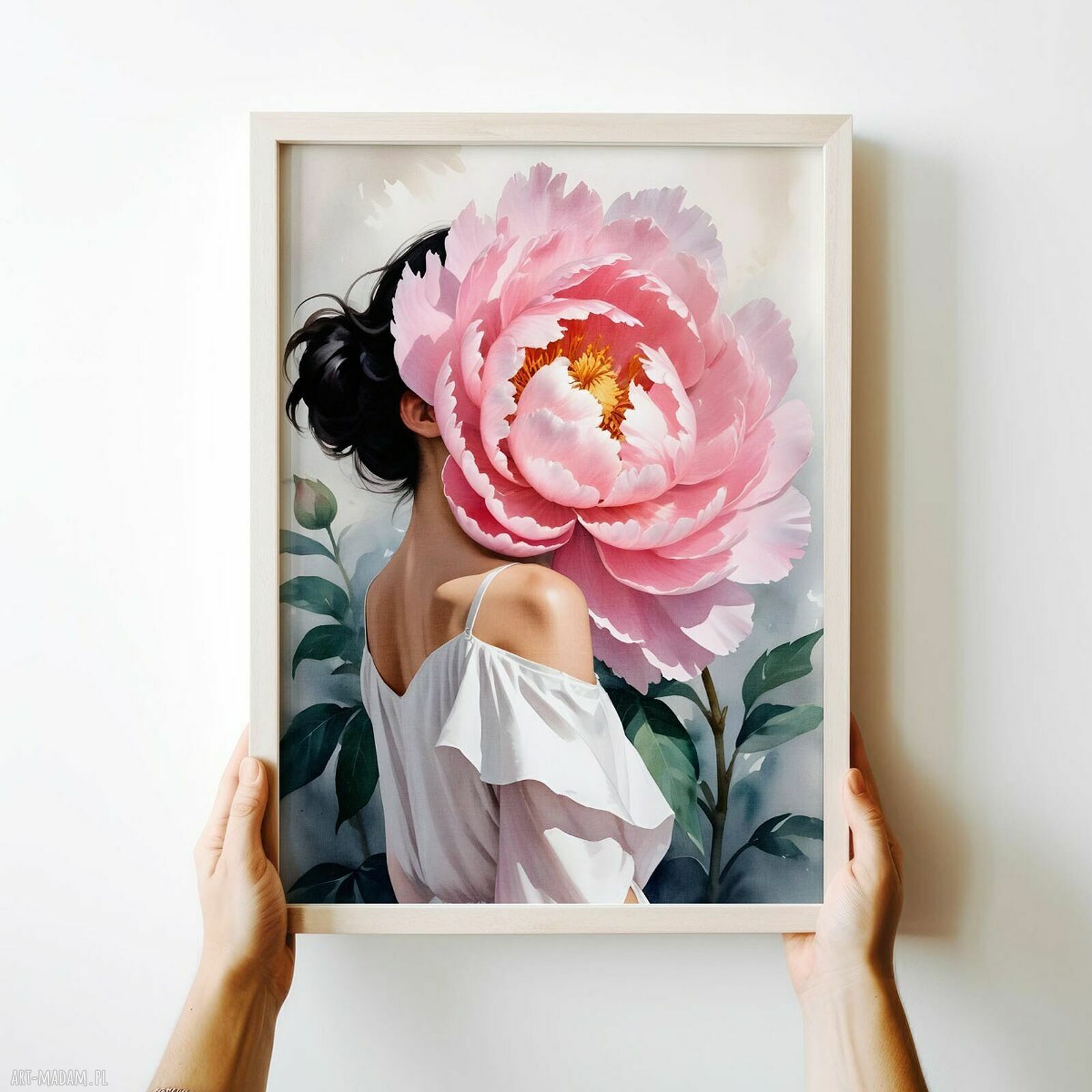Plakat Kwiatowa dziewczyna - format 40x50 cm - kwiat portret róż