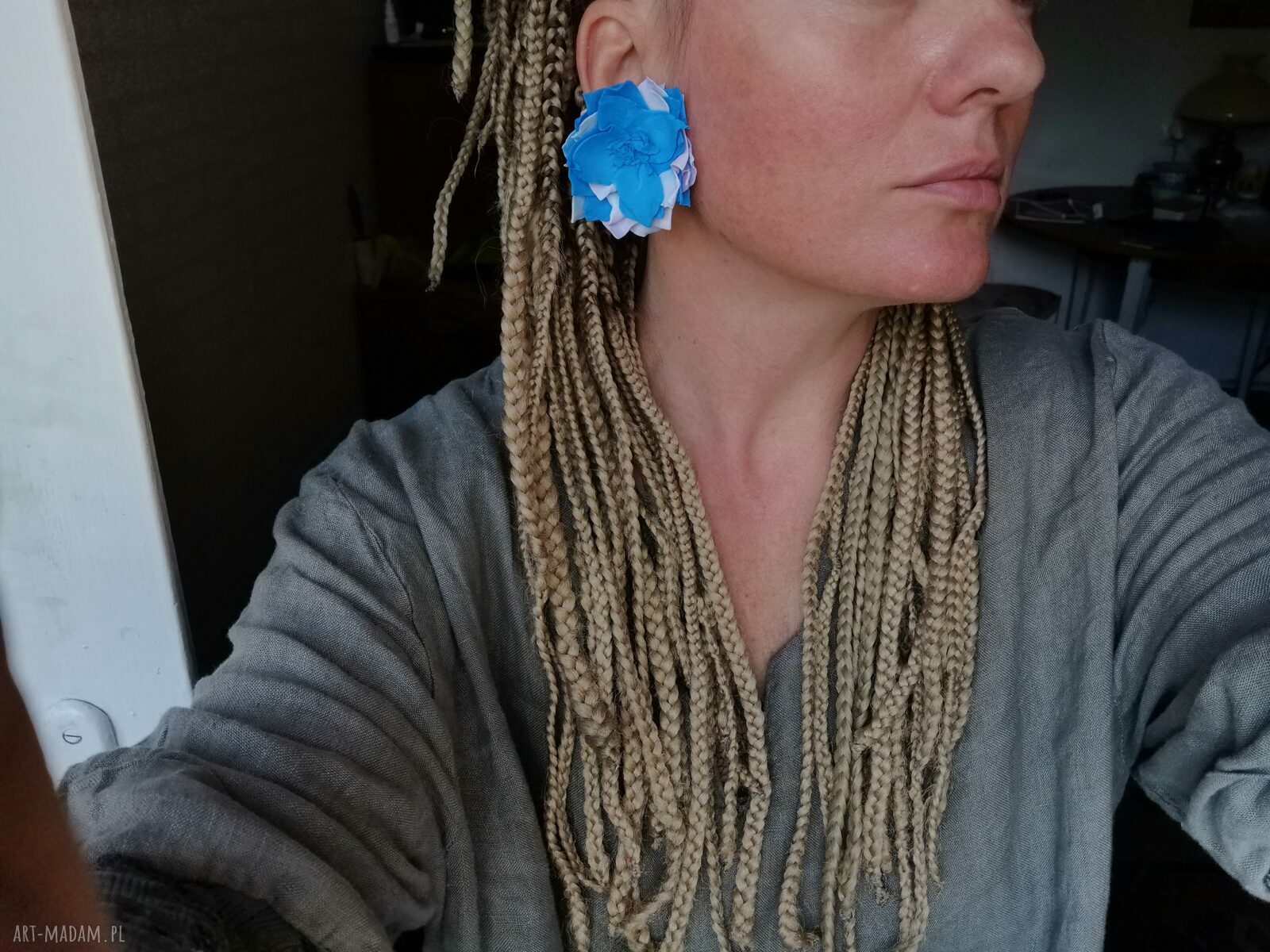 Klipsy kwiatowe lekkie etno boho - handmade (Box x1)