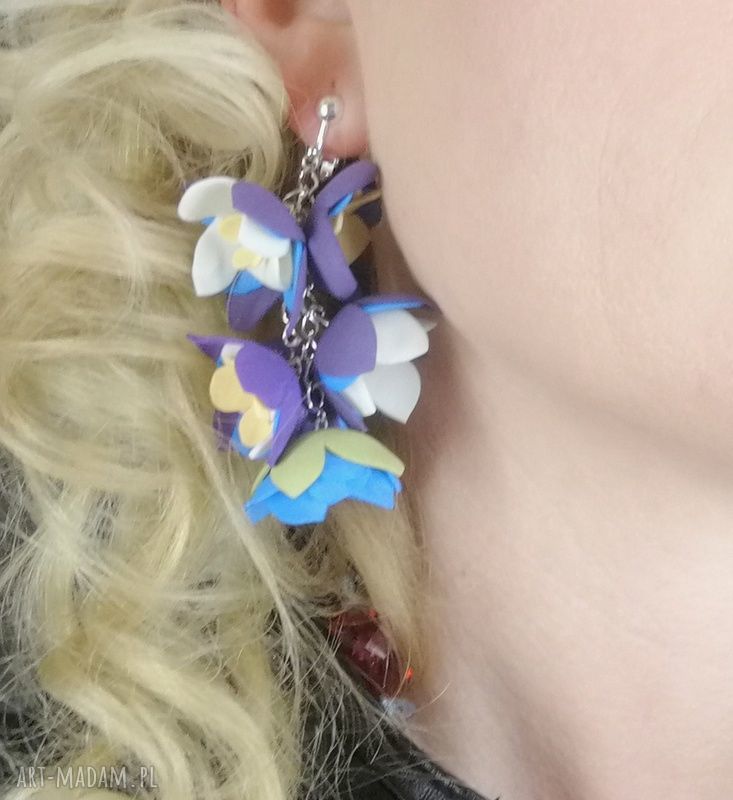 Kwiatowe klipsy handmade folk i boho - lekkie, bujne i unikatowe od Rudy Klary