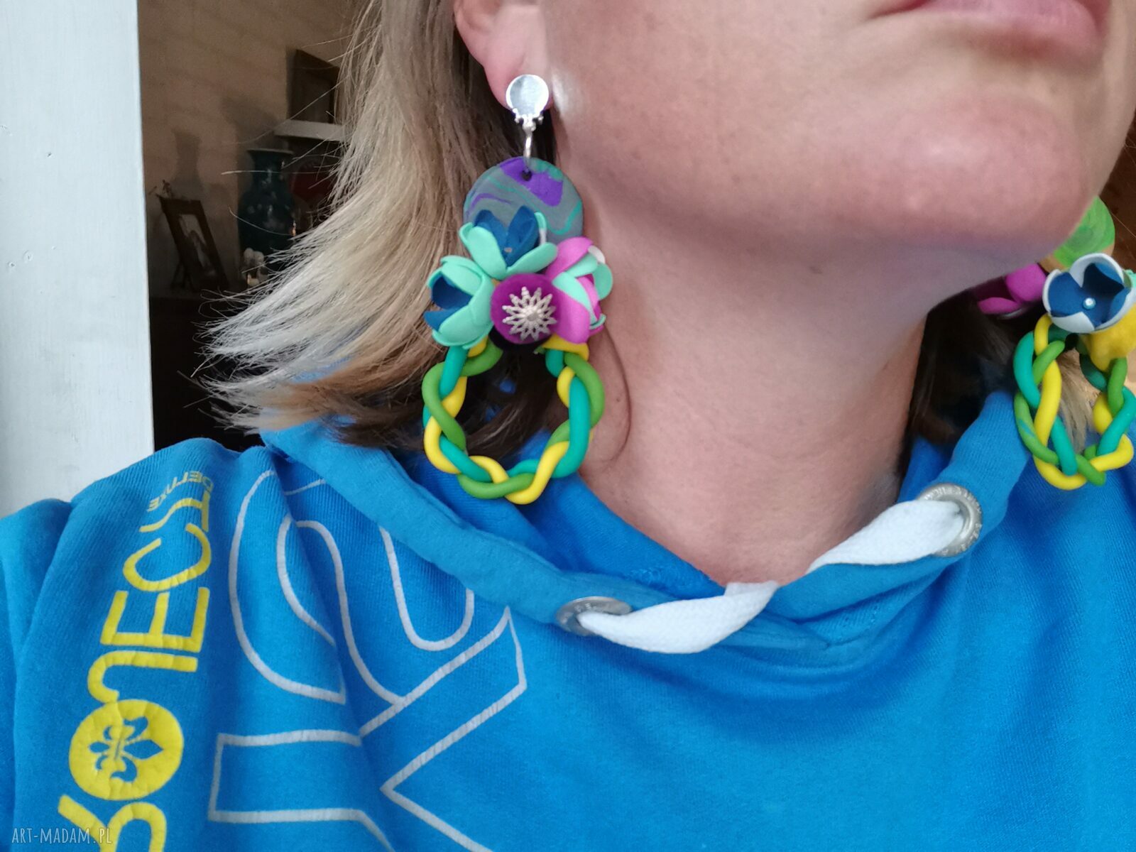 Klipsy kwiatowe orientalne - totalne szaleństwo boho (handmade)