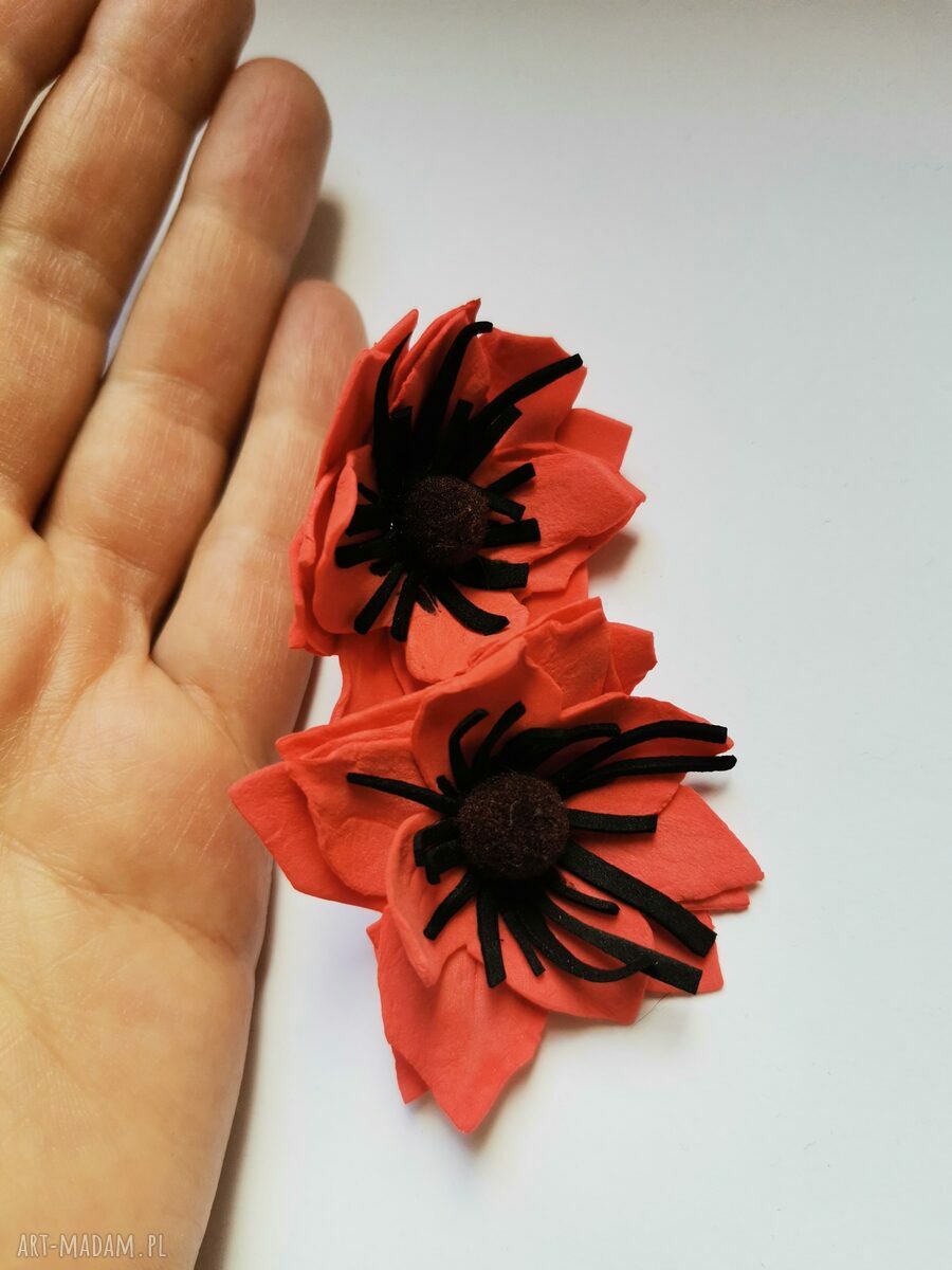 Lekkie klipsy kwiatowe boho - kolorowe handmade na klipsy