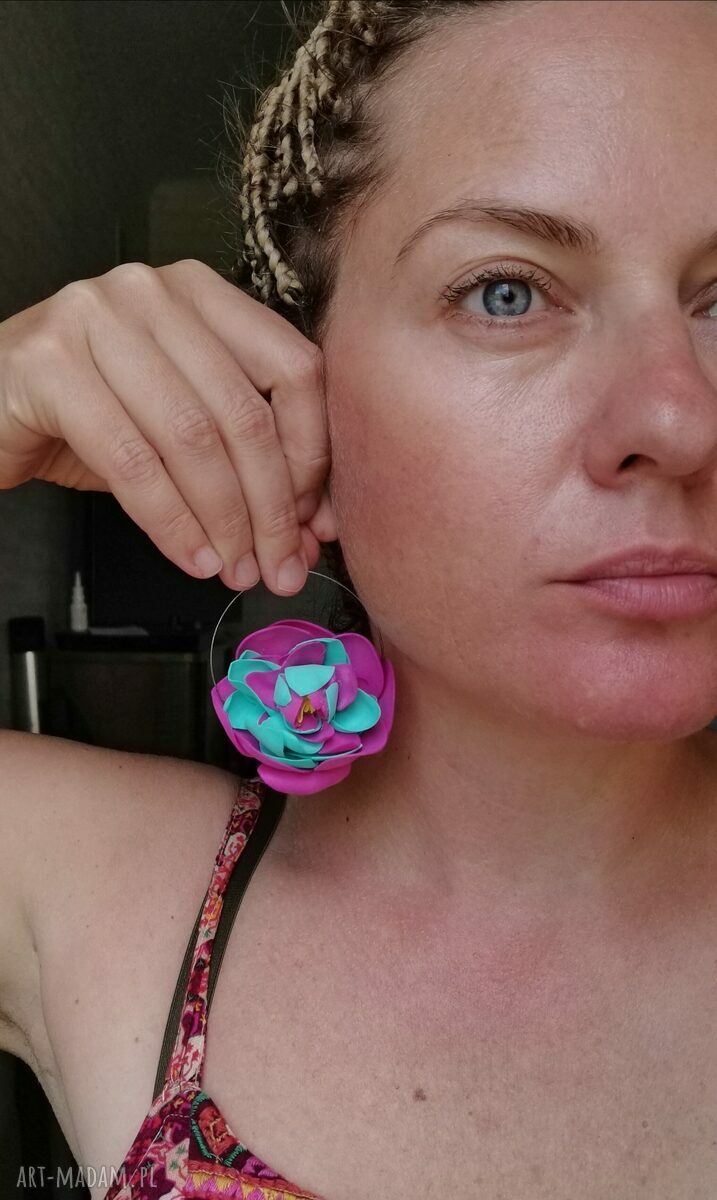Klipsy kwiatowe lekkie etno boho box x1 - ręcznie robione