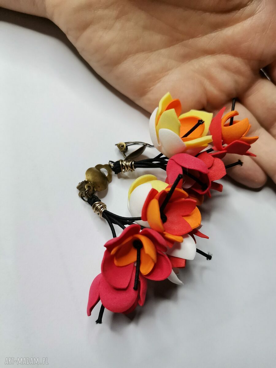Klipsy kwiatowe folk boho Box x1 - lekkie, kolorowe na klips