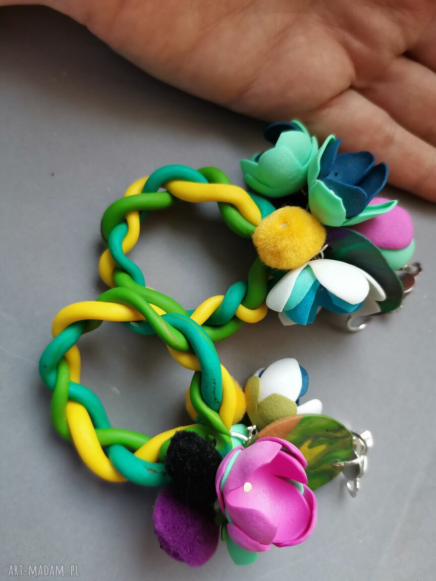 Klipsy kwiatowe orientalne - totalne szaleństwo boho (handmade)