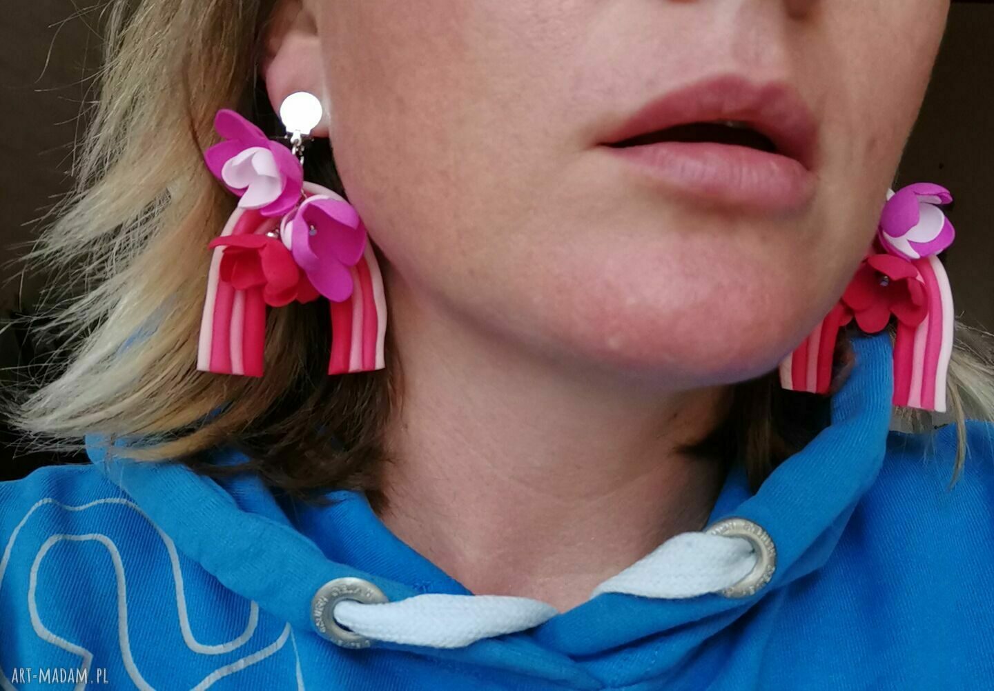 Klipsy kwiatowe orientalne - lekkie, handmade i pełne boho klimatu
