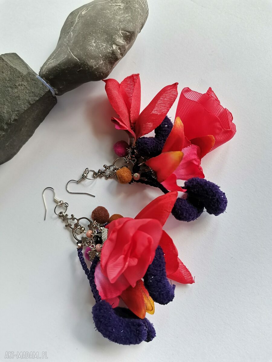 Kolczyki kwiatowe etno boho folk - lekkie i kolorowe
