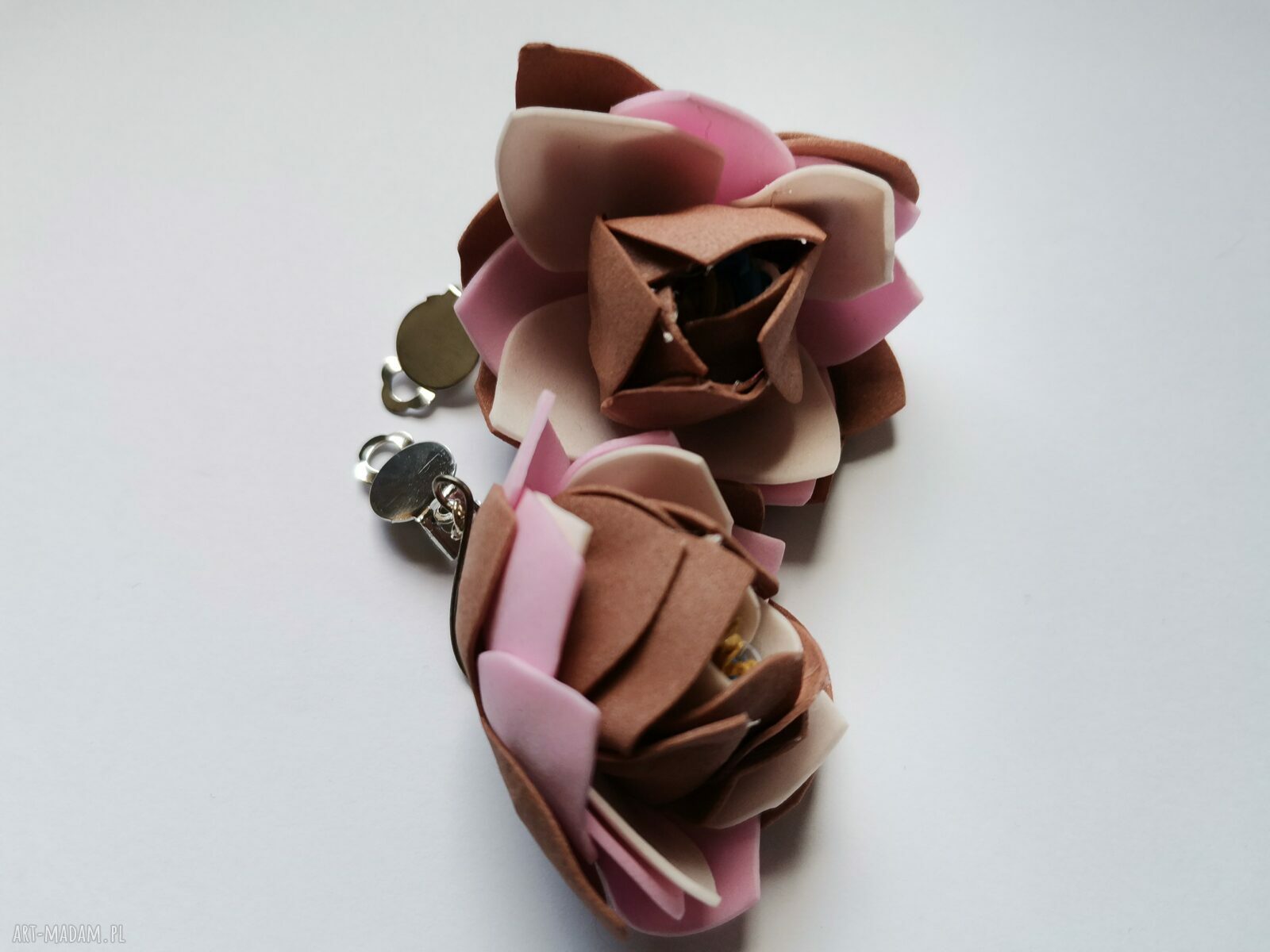 Klipsy kwiatowe lekkie - Box x1 (handmade Ruda Klara)