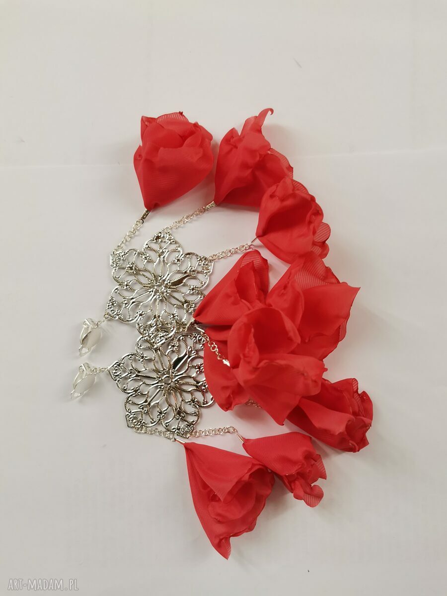 Kwiatowe długie klipsy boho w stylu Frida - lekkie i handmade